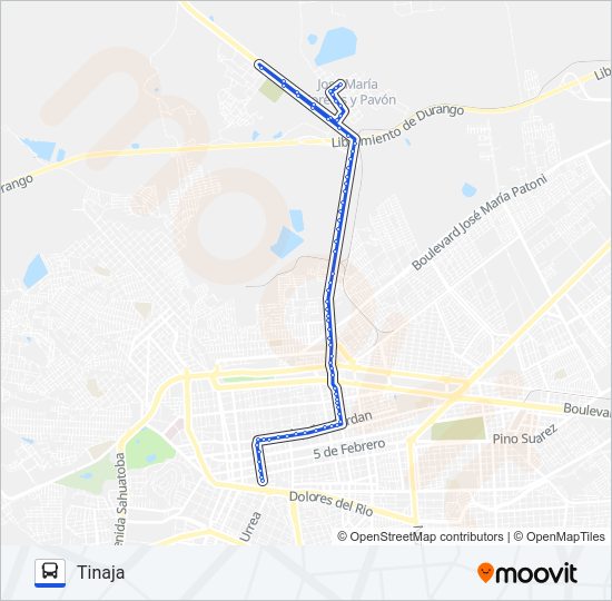 Mapa de AZUL de autobús