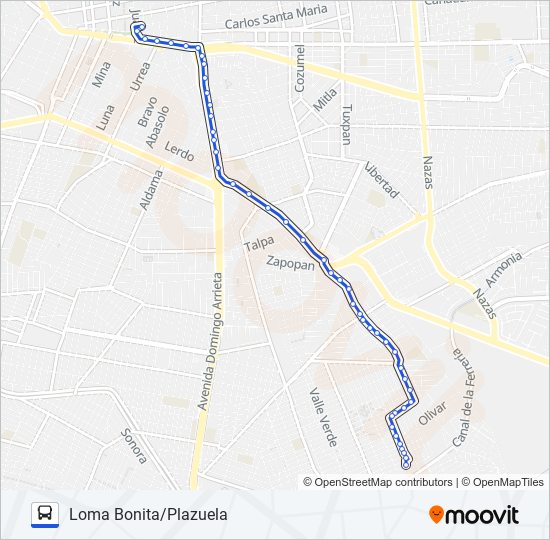 Mapa de AZUL de autobús