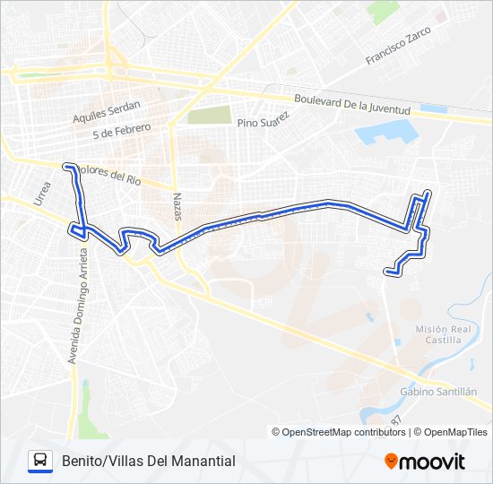 Mapa de AZUL de autobús