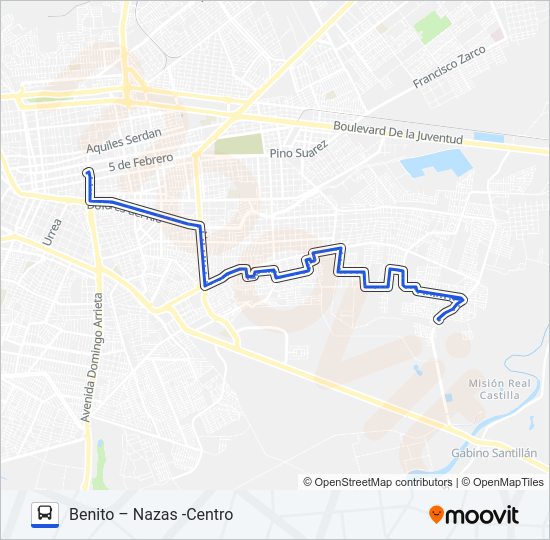 Mapa de AZUL de autobús