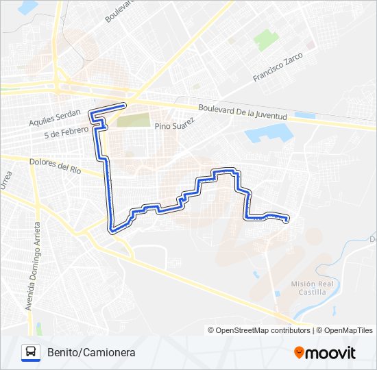 Mapa de AZUL de autobús