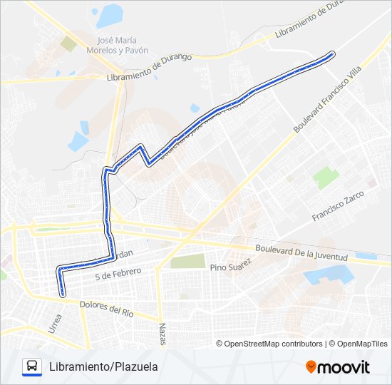 Mapa de AZUL de autobús