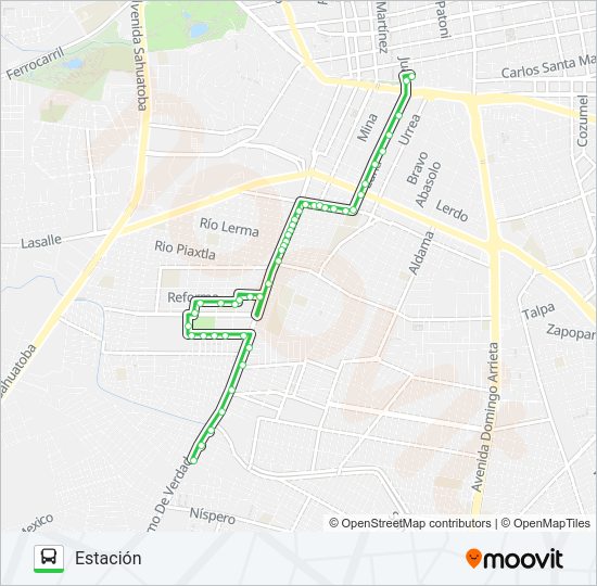 Mapa de VERDES de autobús