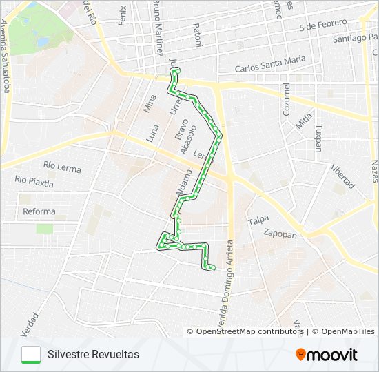 Ruta verdes: horarios, paradas y mapas - Silvestre Revueltas (Actualizado)
