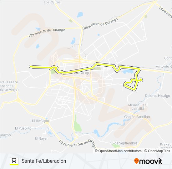 Mapa de AMARILLOS de autobús
