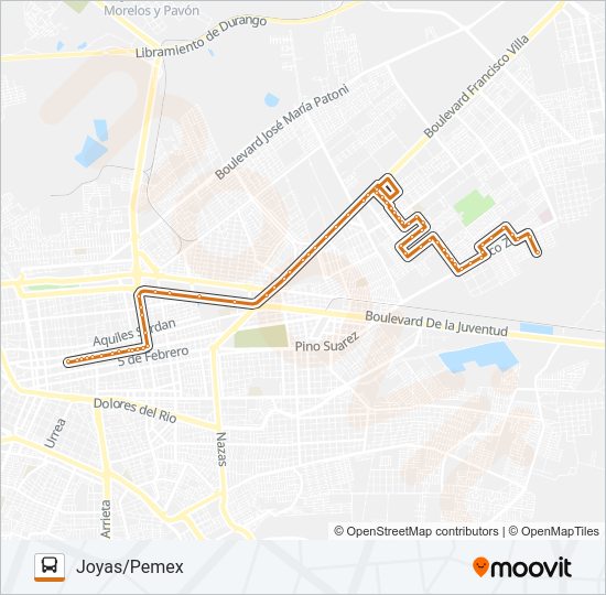Mapa de ANARANJADA de autobús