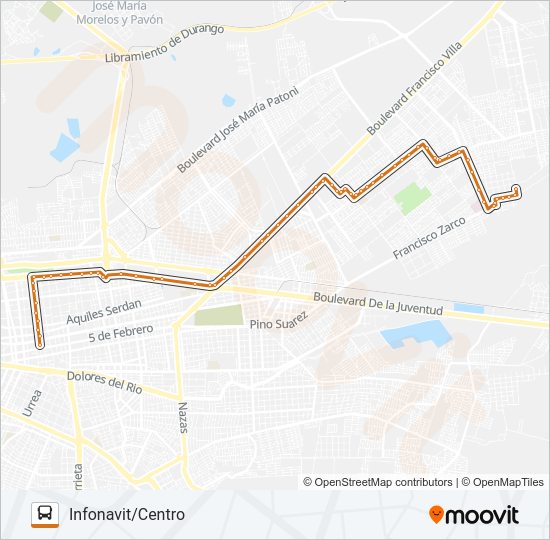 Mapa de ANARANJADA de autobús