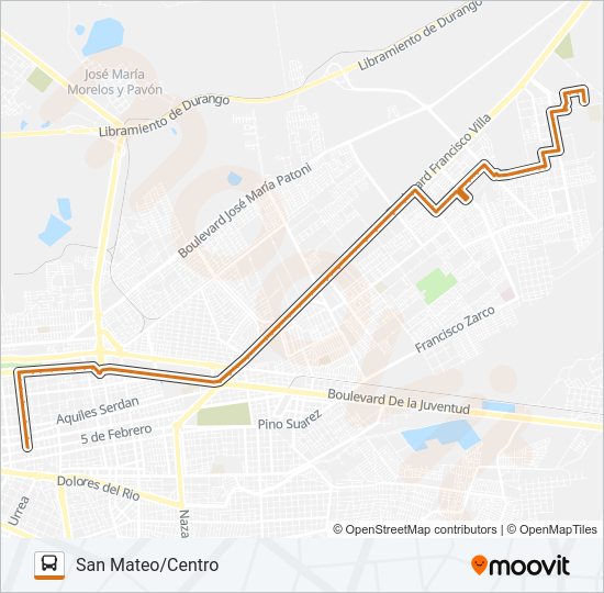 Mapa de ANARANJADA de autobús