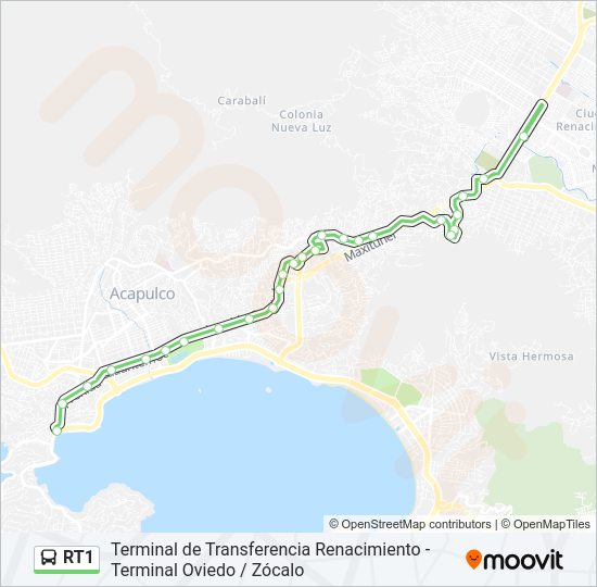 Mapa de RT1 de autobús