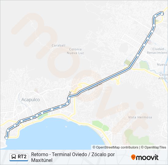 Mapa de RT2 de autobús