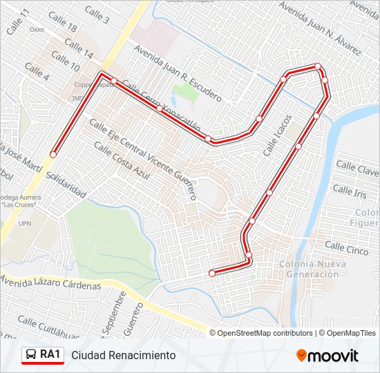 Mapa de RA1 de autobús
