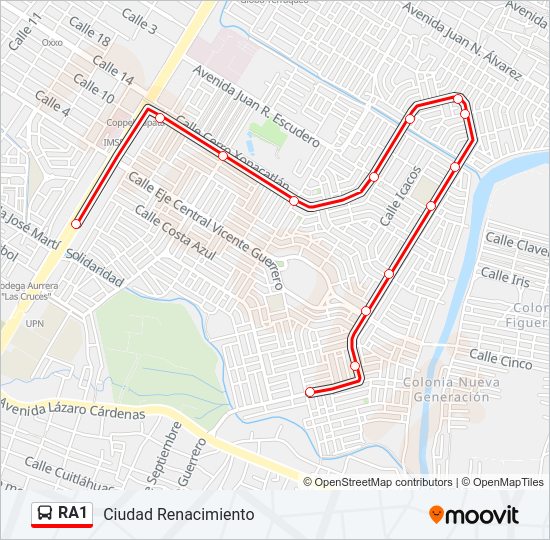 Mapa de RA1 de autobús
