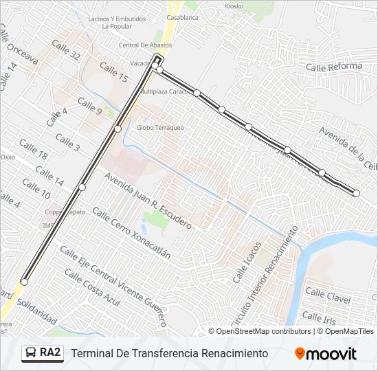 Mapa de RA2 de autobús