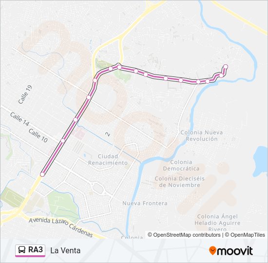 Mapa de RA3 de autobús