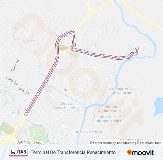 Mapa de RA3 de autobús