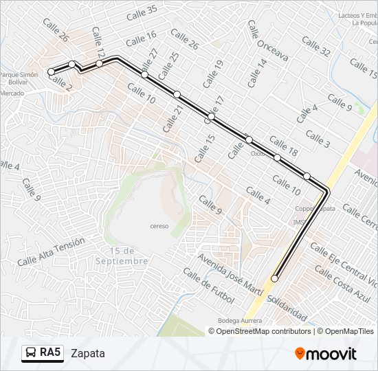 Mapa de RA5 de autobús