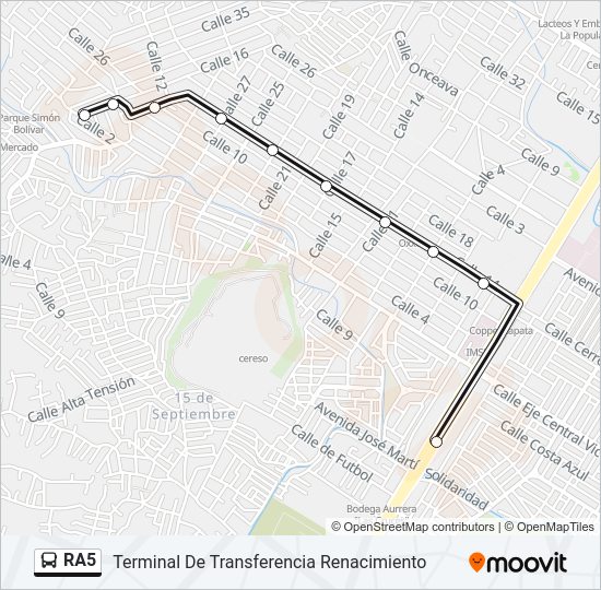 Mapa de RA5 de autobús