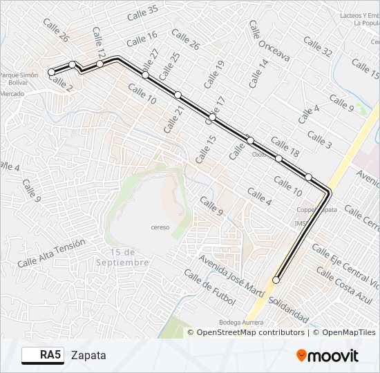 Mapa de RA5 de autobús