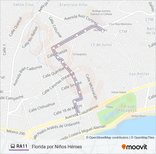 RA11 Bus Line Map
