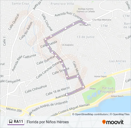 RA11 Bus Line Map