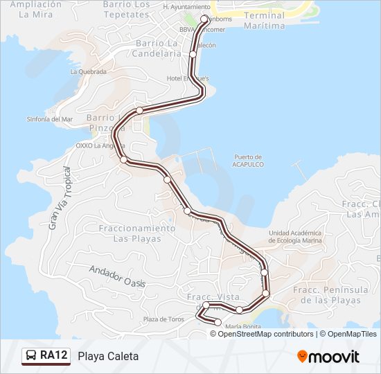 Mapa de RA12 de autobús