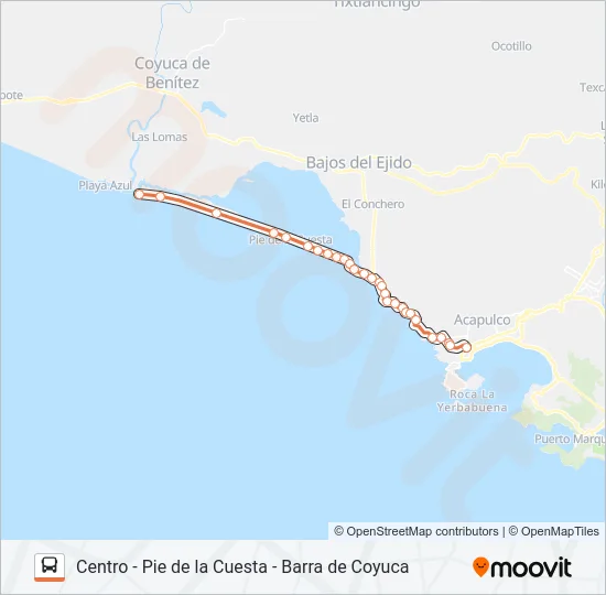CENTRO - BARRA DE COYUCA Bus Line Map