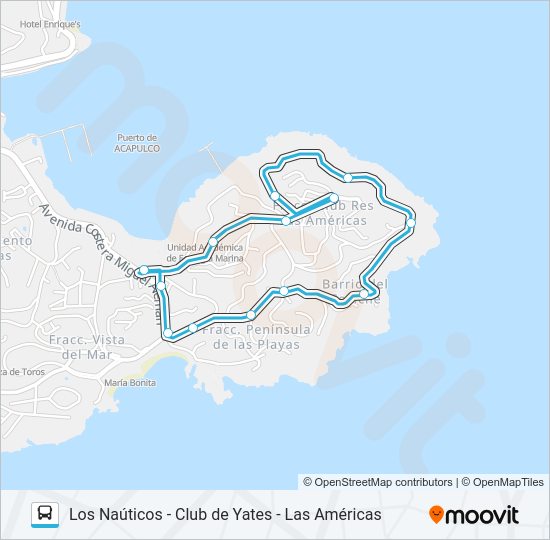Mapa de LOS NÁUTICOS - LAS AMÉRICAS de autobús