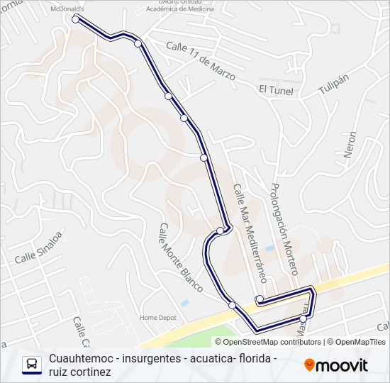 Mapa de CUAUHTEMOC - RUIZ CORTINEZ de autobús