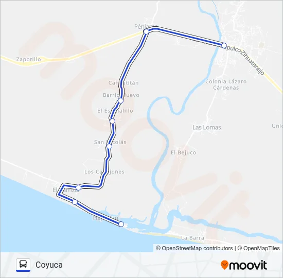 COYUCA - EL CARRIZAL Bus Line Map