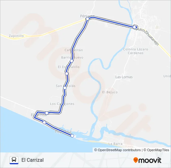 COYUCA - EL CARRIZAL Bus Line Map