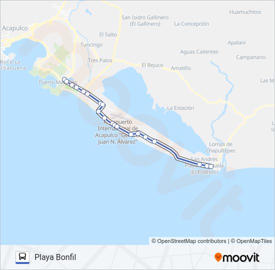 Mapa de PUERTO MARQUES - BARRA VIEJA de autobús