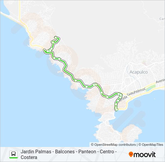 Mapa de JARDIN PALMAS - CENTRO de autobús