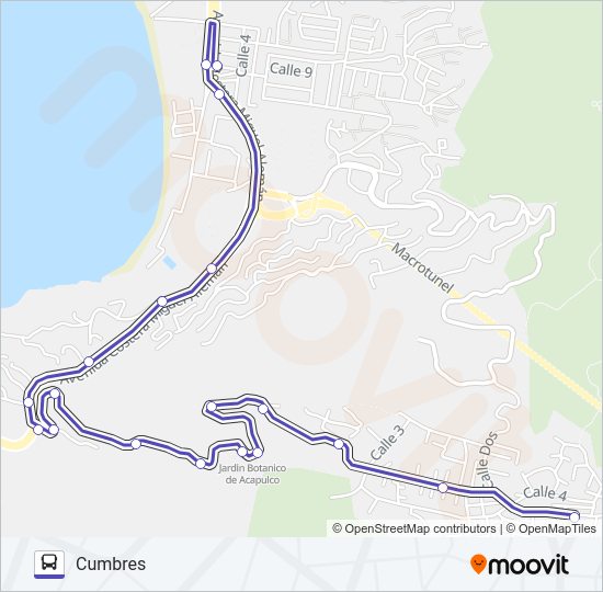 Mapa de BASE - CUMBRES DE LLANO LARGO de autobús