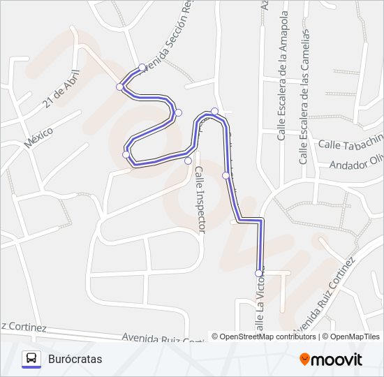 Mapa de VICTORIA - BUROCRATAS de autobús