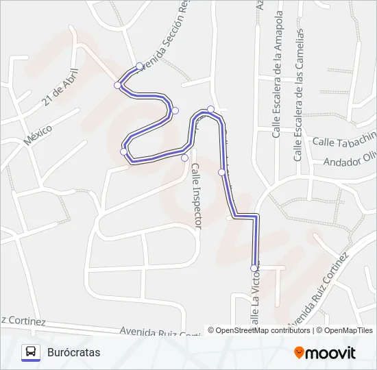 VICTORIA - BUROCRATAS Bus Line Map