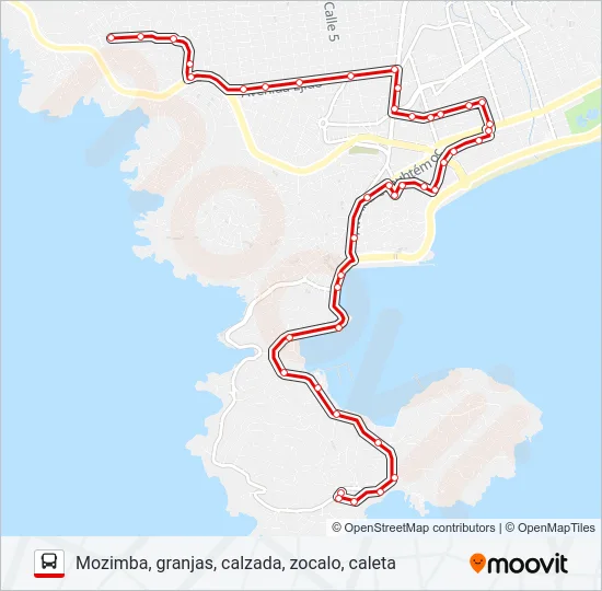 MOZIMBA - CALETA Bus Line Map