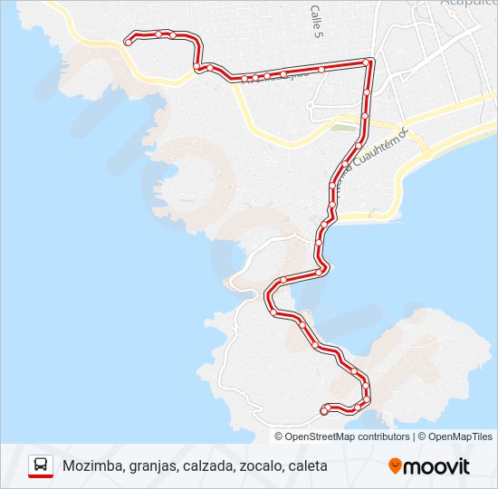 Mapa de MOZIMBA - CALETA de autobús