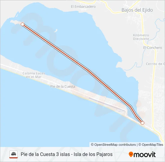 PIE DE LA CUESTA - ISLA DE LOS PAJAROS Ferry Line Map