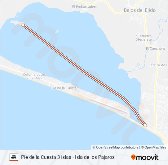 Mapa de PIE DE LA CUESTA - ISLA DE LOS PAJAROS de ferry