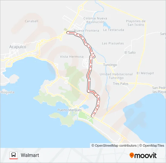 LLANO LARGO - WALMART Bus Line Map