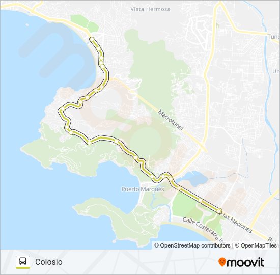 Mapa de COLECTIVO DIAMANTE - COSTERA de autobús