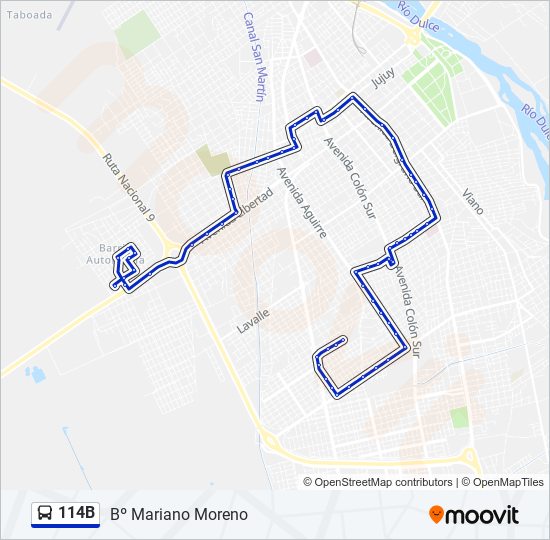 114B bus Line Map