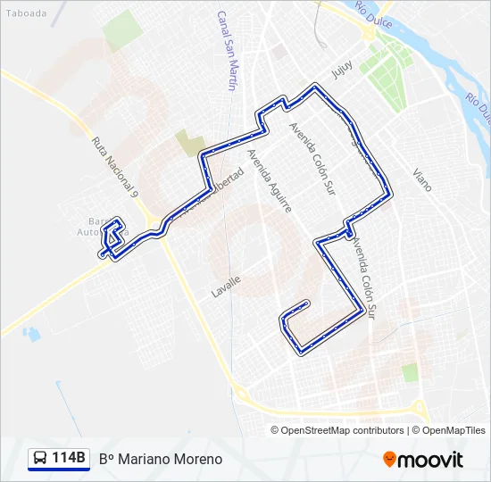 114B Bus Line Map