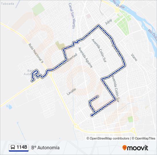 114B bus Line Map