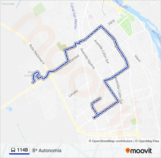 114B Bus Line Map
