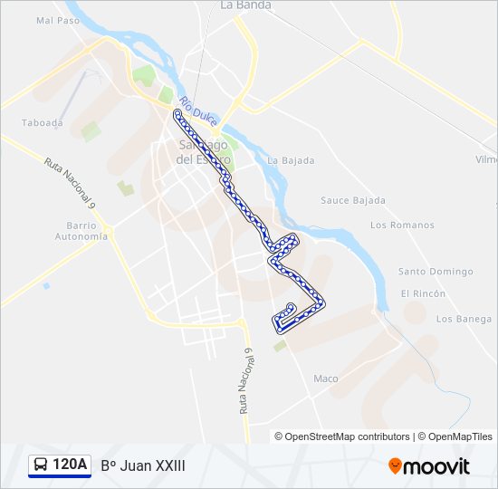 Mapa de 120A de autobús