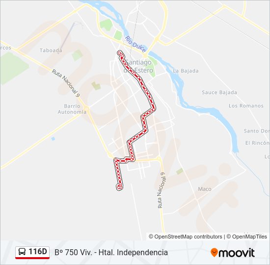 Mapa de 116D de autobús