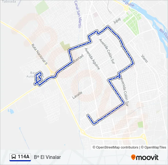 114A Bus Line Map