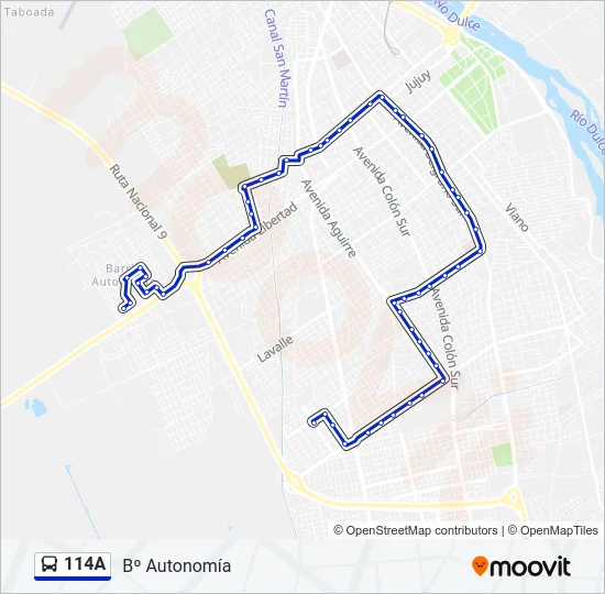 114A Bus Line Map