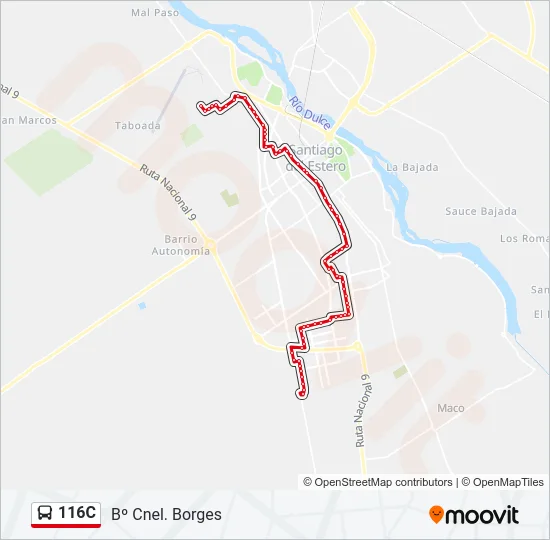 116C Bus Line Map